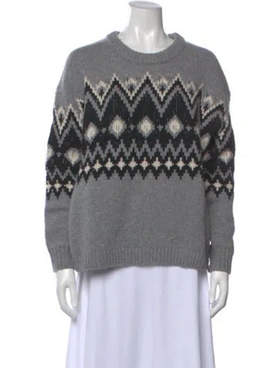 Pre-owned Staud Wool Patterned Sweater In Gray