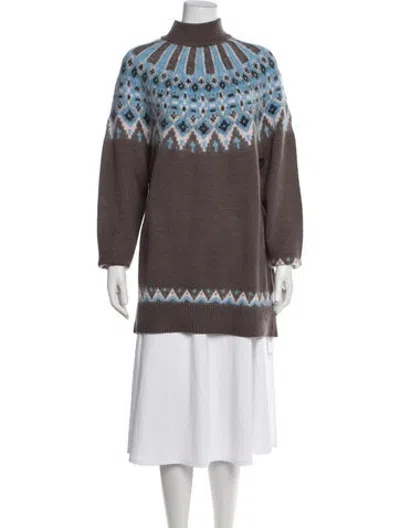 Pre-owned Staud Wool Patterned Sweater W/ Tags In Brown