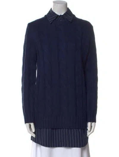 Pre-owned Staud Wool Printed Sweater In Blue