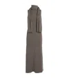 Staud Wool Scarf-neck Canal Midi Dress In Gray