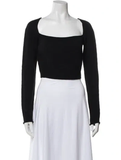 Pre-owned Staud Wool Square Neckline Crop Top In Black