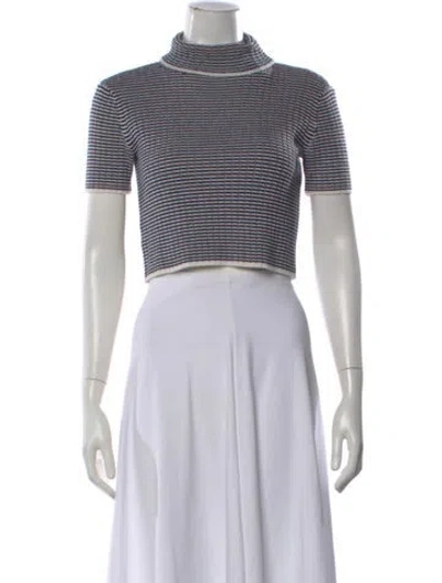 Pre-owned Staud Wool Striped Crop Top In White
