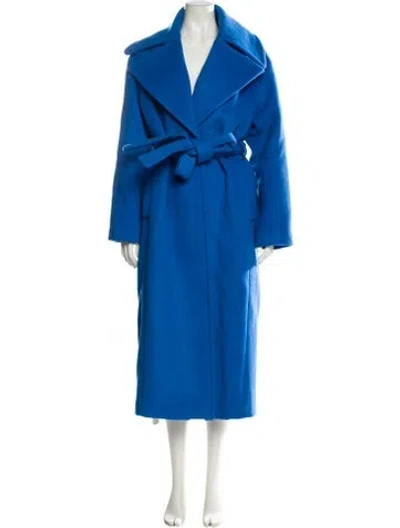 Pre-owned Staud Wool Trench Coat In Blue