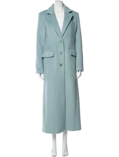 Pre-owned Staud Wool Trench Coat In Blue