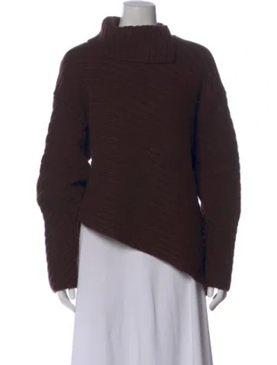 Pre-owned Staud Wool Turtleneck Sweater In Brown