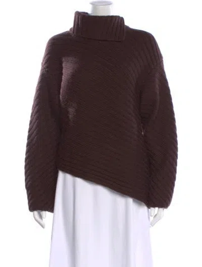 Pre-owned Staud Wool Turtleneck Sweater In Brown