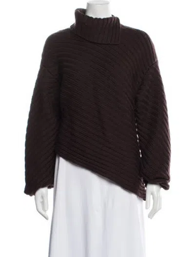 Pre-owned Staud Wool Turtleneck Sweater In Brown