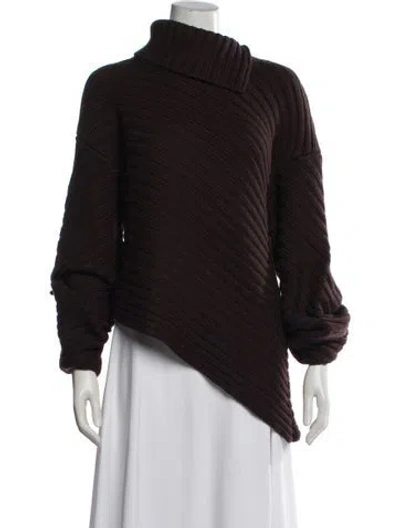 Pre-owned Staud Wool Turtleneck Sweater In Burgundy