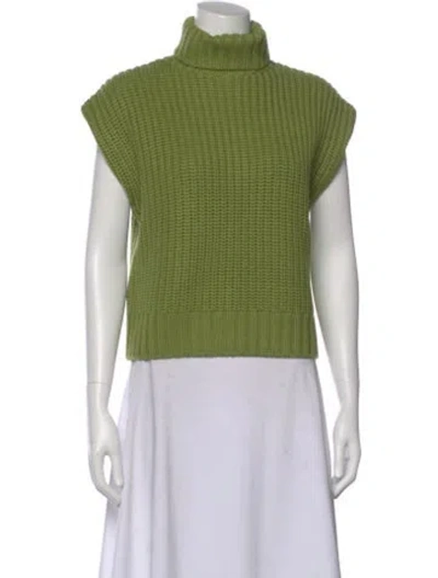 Pre-owned Staud Wool Turtleneck Sweater In Green