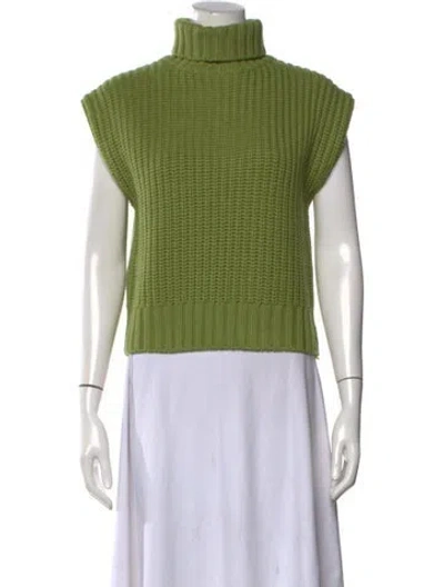 Pre-owned Staud Wool Turtleneck Sweater In Green