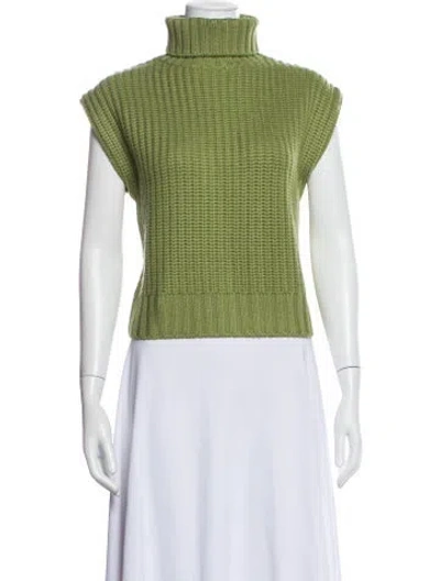 Pre-owned Staud Wool Turtleneck Sweater In Green