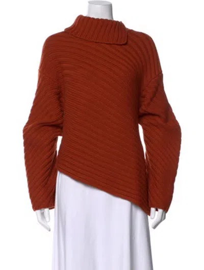 Pre-owned Staud Wool Turtleneck Sweater In Orange