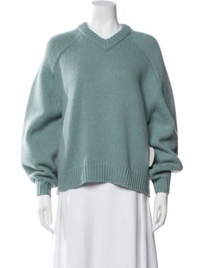 Pre-owned Staud Wool V-neck Sweater In Blue