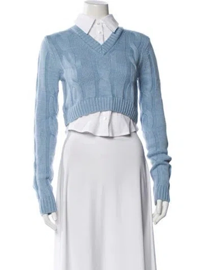 Pre-owned Staud Wool V-neck Sweater In Blue
