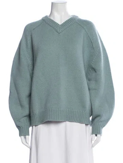 Pre-owned Staud Wool V-neck Sweater In Blue