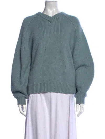 Pre-owned Staud Wool V-neck Sweater In Blue