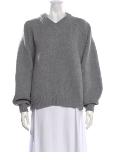 Pre-owned Staud Wool V-neck Sweater In Gray