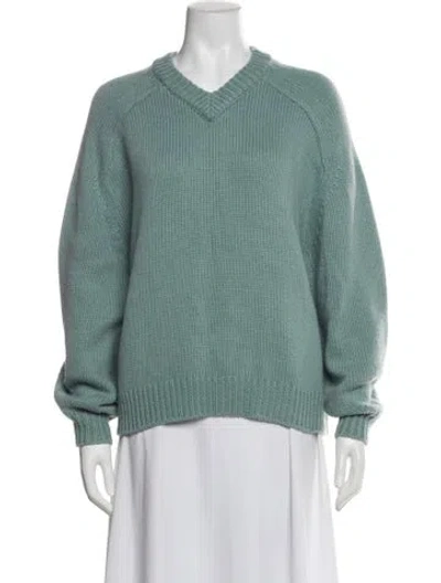 Pre-owned Staud Wool V-neck Sweater In Green