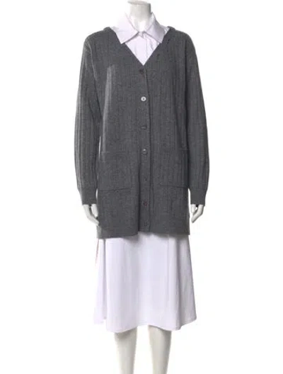 Pre-owned Staud Wool V-neck Sweater In Grey