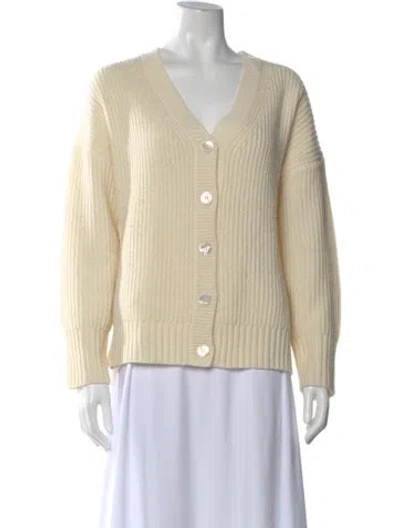 Pre-owned Staud Wool V-neck Sweater In Neutral