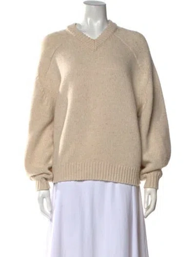 Pre-owned Staud Wool V-neck Sweater In Neutrals