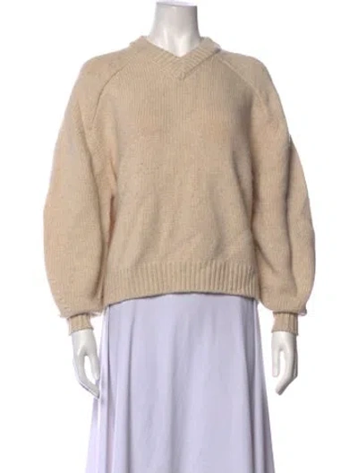 Pre-owned Staud Wool V-neck Sweater In Neutrals