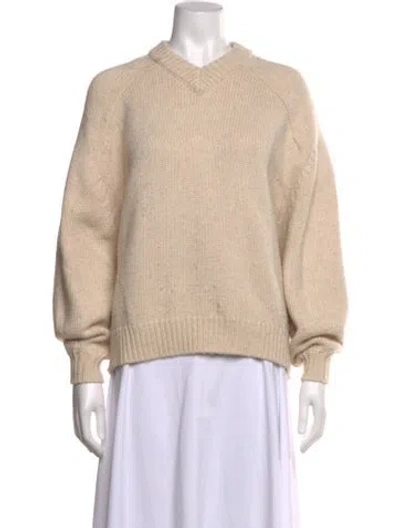Pre-owned Staud Wool V-neck Sweater In Neutrals