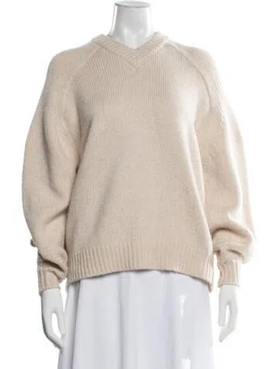 Pre-owned Staud Wool V-neck Sweater In Neutrals