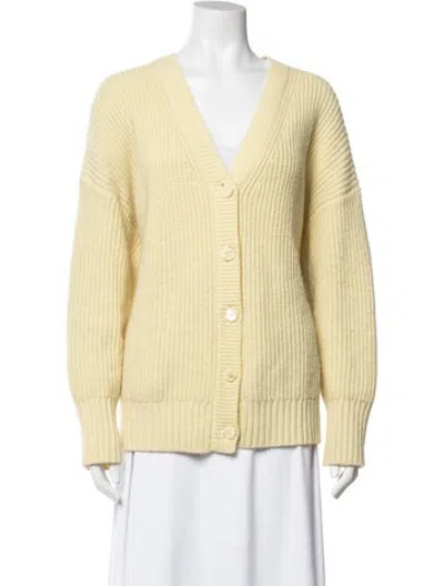 Pre-owned Staud Wool V-neck Sweater In Yellow