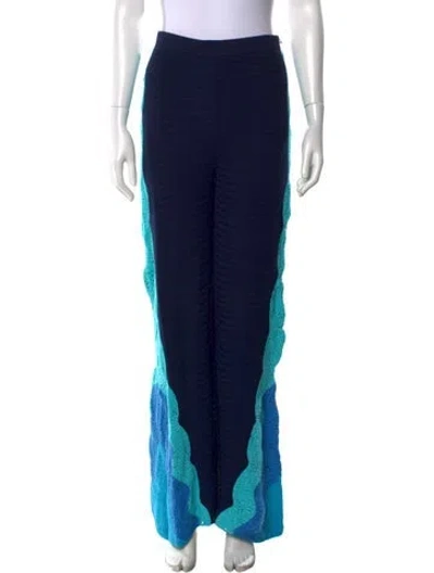 Pre-owned Staud Wool Wide Leg Pants In Blue
