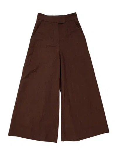Pre-owned Staud Wool Wide Leg Pants In Brown