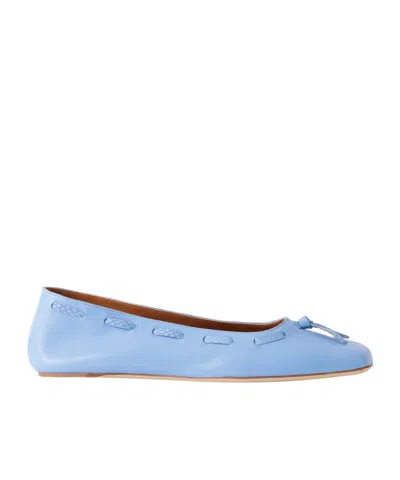Staud Woven Leather Ballet Flats In Blue