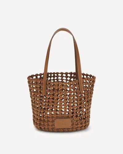 Staud Woven Leather Bucket Bag In Brown