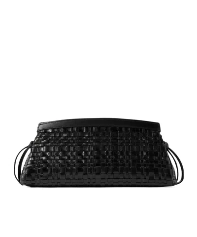 Staud Woven Leather Clutch In Purple