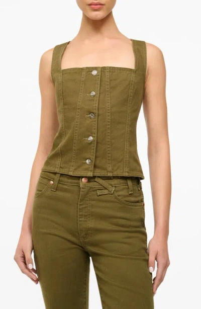 Staud + Wrangler Denim Trucker Top In Sergeant Green
