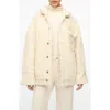 Staud + Wrangler Faux Shearling & Denim Trucker Jacket In Cream