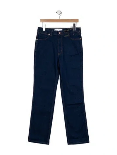 Pre-owned Staud High-rise Straight Leg Jeans W/ Tags In Blue