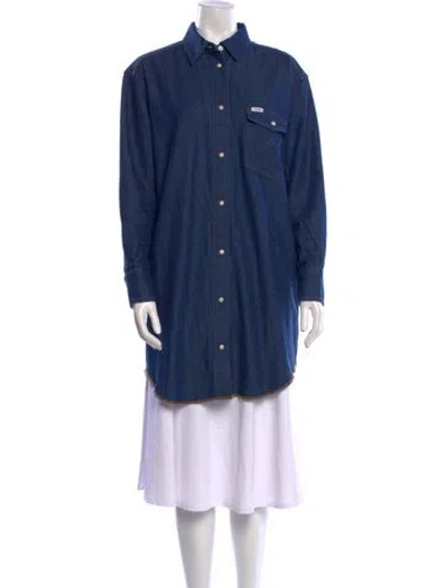 Pre-owned Staud Long Sleeve Tunic In Blue