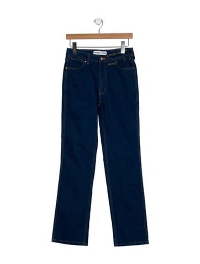Pre-owned Staud Mid-rise Straight Leg Jeans In Blue