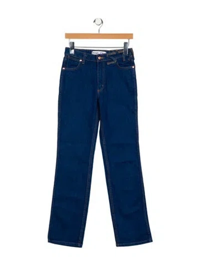 Pre-owned Staud Mid-rise Straight Leg Jeans In Blue
