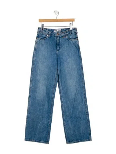 Pre-owned Staud Mid-rise Wide Leg Jeans In Blue