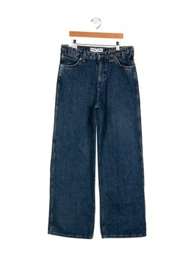 Pre-owned Staud Mid-rise Wide Leg Jeans In Blue