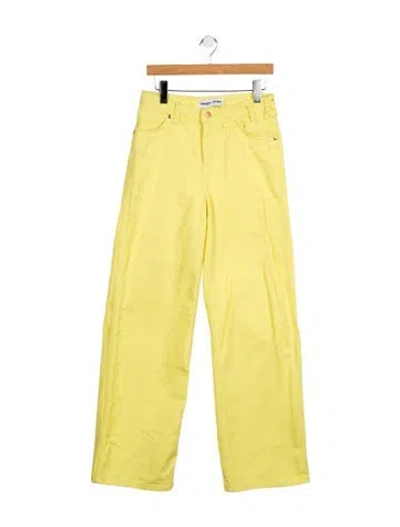 Pre-owned Staud Mid-rise Wide Leg Jeans In Yellow