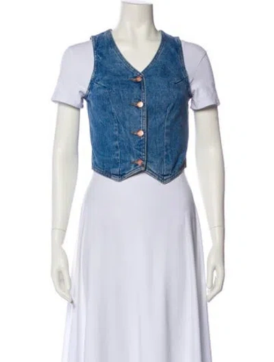 Pre-owned Staud Printed Vest In Blue