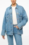 Staud + Wrangler The Biggest Denim Trucker Jacket In Mid Blue