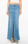Staud X Wrangler The Maxi Skirt In Mid Blue