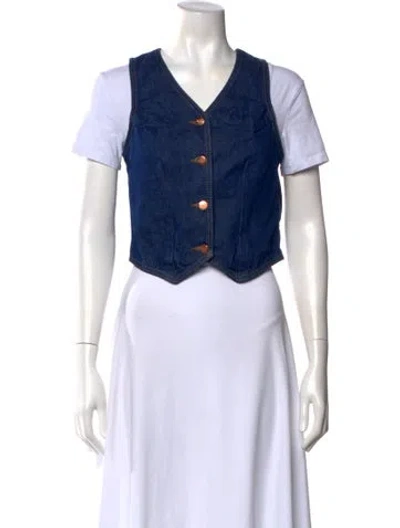 Pre-owned Staud V-neck Sleeveless Top In Blue