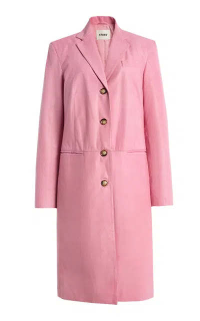 Staud Wyatt Leather Coat In Pink
