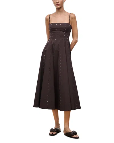 Staud Wylie Stud Sleeveless Maxi Dress In Brown