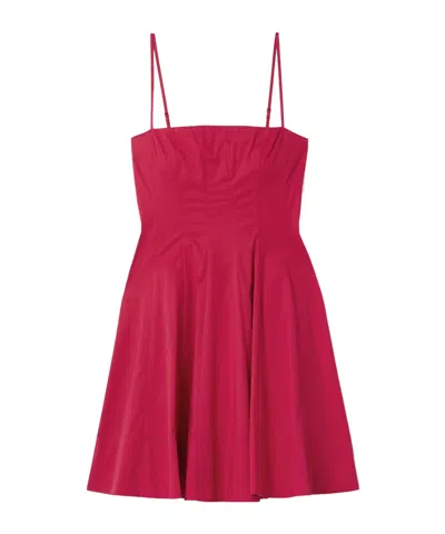 Staud Wylie Cotton-blend Poplin Mini Dress In Red